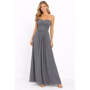 David's Bridal Pewter grey strapless chiffon Dress
